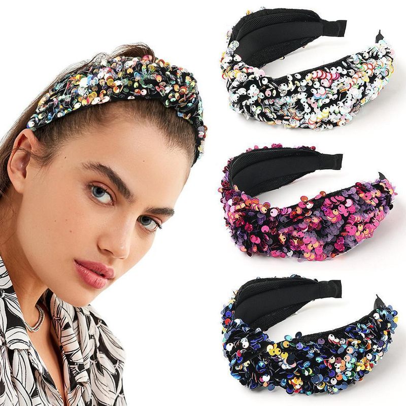 Fish Scale Sequin Mesh Gauze Prom Show Catwalk Wide Headband Suppliers China