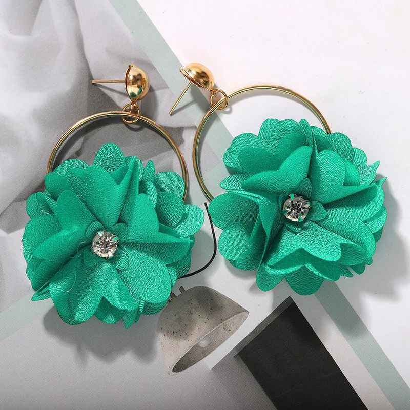 Fashion Earrings For Women Bohemian Hollow Fabric Woven Diamond Flower Earrings