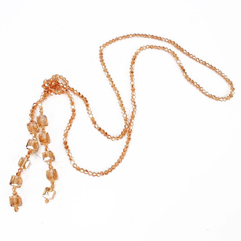New Handmade Crystal Beaded Necklace Women's Long Sweater Chain Wholesales Yiwu Supplliers China