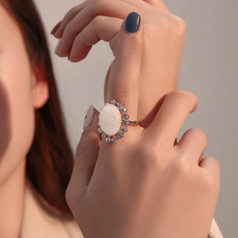 New Exaggerated Sun Flower Ring Baroque Opal Index Finger Ring Women