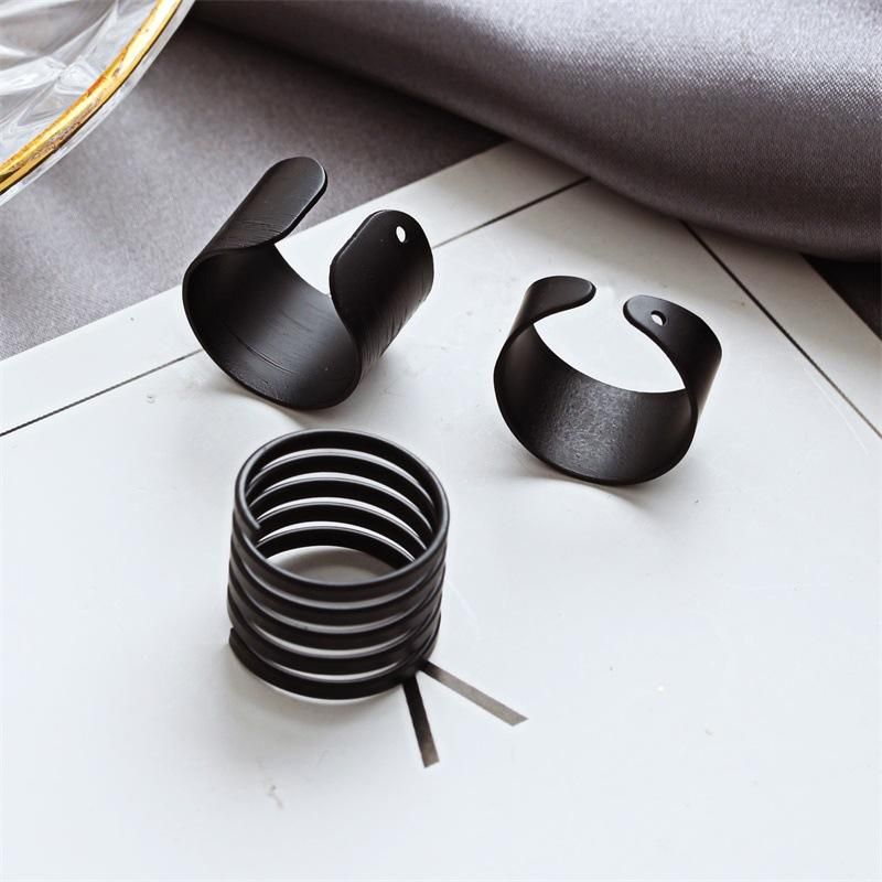 Korean Jewelry Black Matte Frosted Open Ring Three-piece Tail Ring Wholesales Yiwu Suppliers China