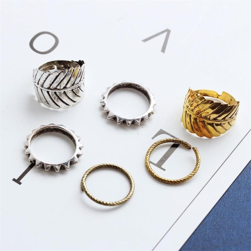 Korean Fashion Jewelry Retro Leaf Decoration Ring Three Piece Set