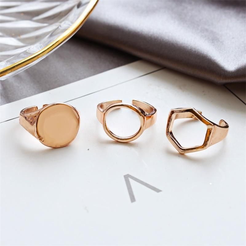 Koreanische Version Des Hohlen Fünfeckigen Geometrischen Dreiteiligen Rings Mode Legierung Sset Gelenk Ring Retro Mode Ring