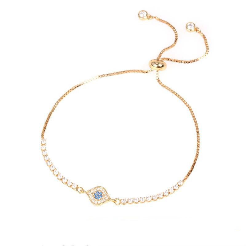Fashionable Turkish Blue Eye Bracelet With Diamonds And Color Zirconia Adjustable Bracelet