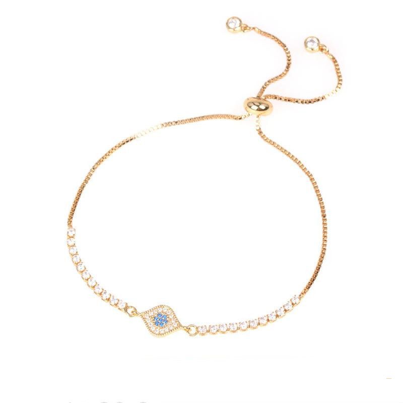 Pulsera Turca De Moda De Ojos Azules Con Diamantes Y Pulsera Ajustable De Circonitas De Colores