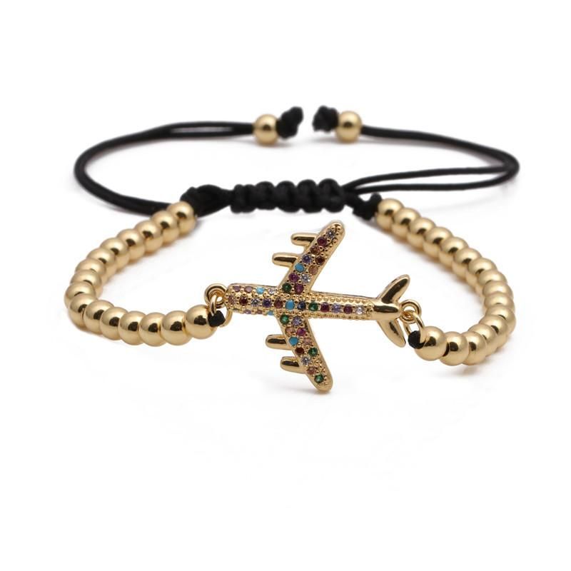 Copper Micro Inlaid Zircon Aircraft Bracelet For Women Weaving Valentine's Day Gift Wholesales Yiwu Suppliers