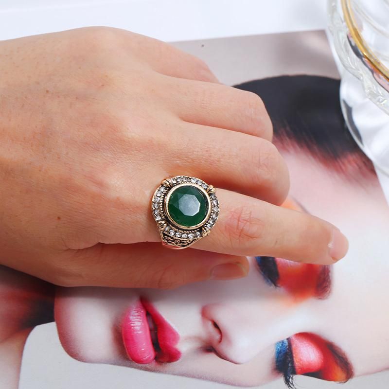 Anillos De Moda Para Mujer Nuevo Rhinestone Resin Boho Vintage Ring