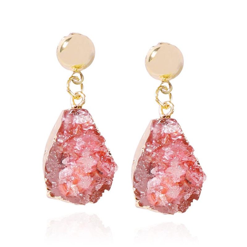 Nuevos Aretes De Imitación De Joyería De Piedra Natural De Moda Pendientes Colgantes De Resina Con Forma De Gota Geométrica Simple