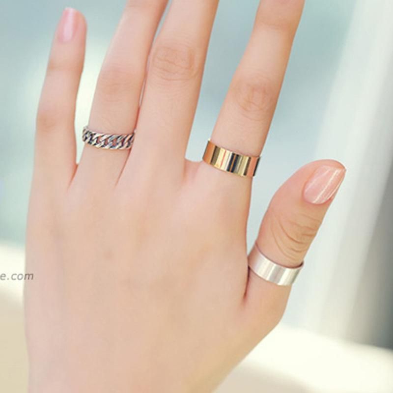 Korean Fashion Three-piece Ring Couple Models Alloy Chain Ring Wholesale