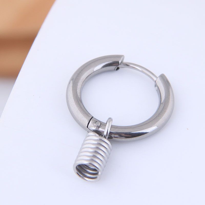 Earrings Men&#39;s Simple Earrings Men&#39;s Simple Hip-hop Titanium Steel Spring Men&#39;s Earrings