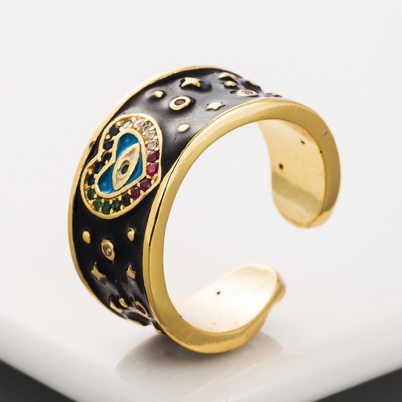 Europäische Und Amerikanische  Fashion Ring Grenz Überschreitende Übertriebene Accessoires Kupfer Mikro Eingelegte Farbe Zirkon Ring Überzogen 18 Karat Gold Hands Chmuck