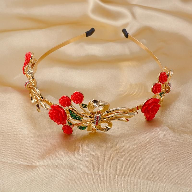 Européen Et Américain Nouveau Baroque Rose Strass Pierres Précieuses Flanelle Exagéré Personnalisé Femmes Bord Étroit De Cheveux Accessoires De Cheveux Coréenne Hoop