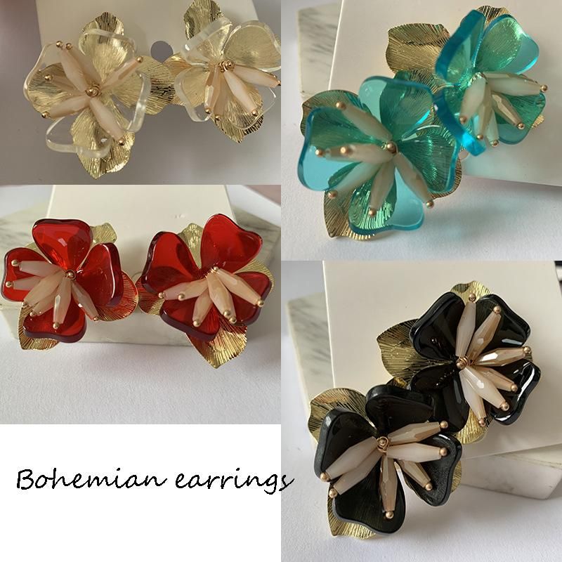 Fashion Floral Multilayer Earrings Bohemian Jewelry Diamond Stud Earrings