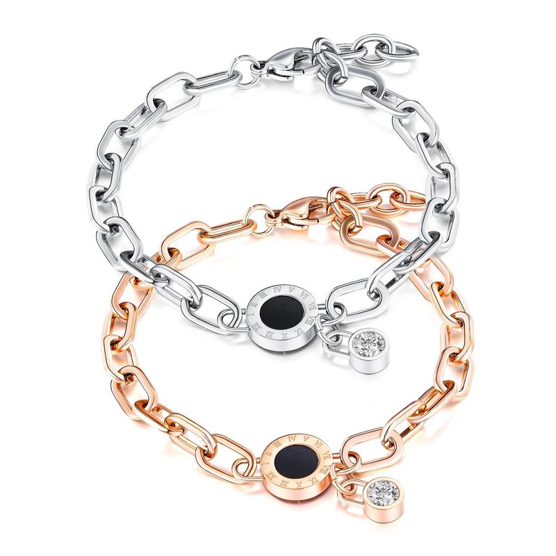 Roman Numerals Stainless Steel Diamond Bracelet Hand Jewelry Rose Gold-plated Titanium Steel Ladies Bracelet