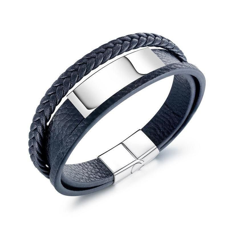 Men's Jewelry Bracelet Titanium Steel Men's Multilayer Leather Bracelet
