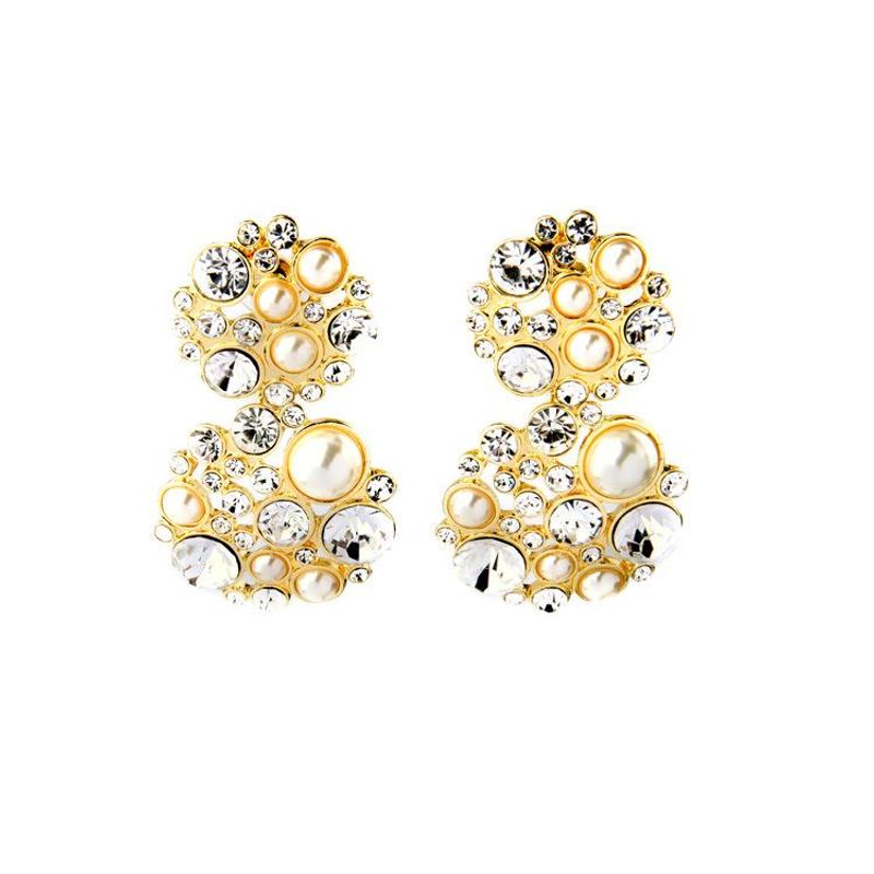 Joyas De Moda Al Por Mayor Perlas Redondas Diamante Pendiente Pendientes