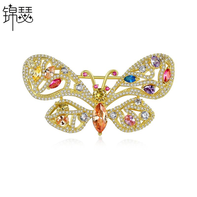 Fashionable Korean Creative New Copper Inlaid Zirconium Ladies Brooch Butterfly Clothing Accessories Pin