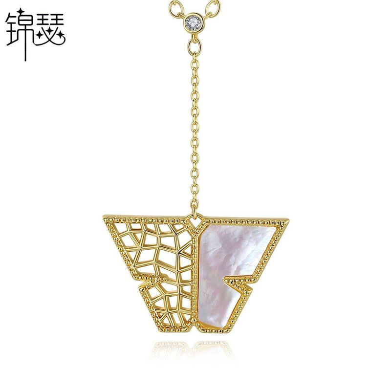 Korean Simple Temperament Hollow Personality Wild Copper Inlaid Zirconium Ladies Necklace Gift Necklace