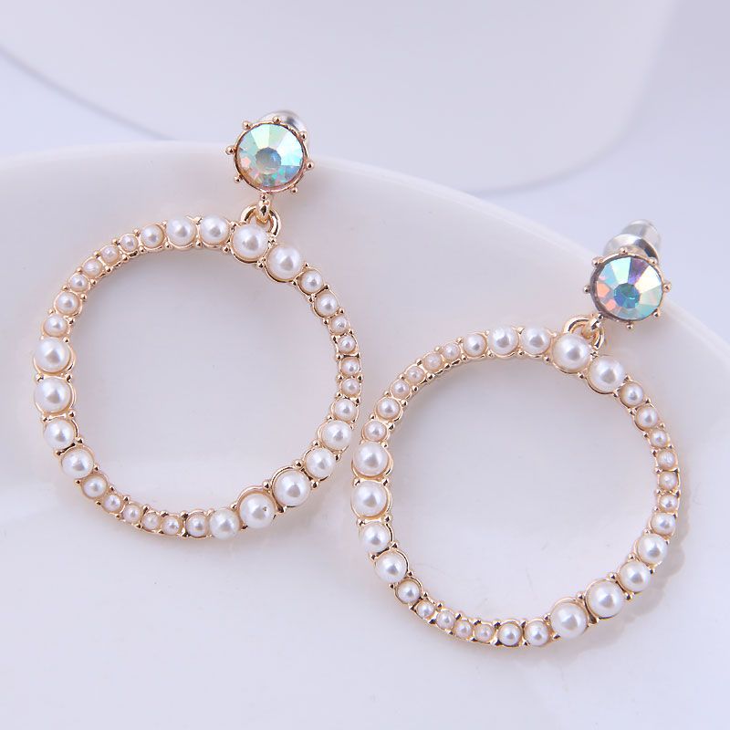 925 Argent Pin Mode Coréenne Douce Simple Perle Boucles D&#39;oreilles En Gros Nhsc204337