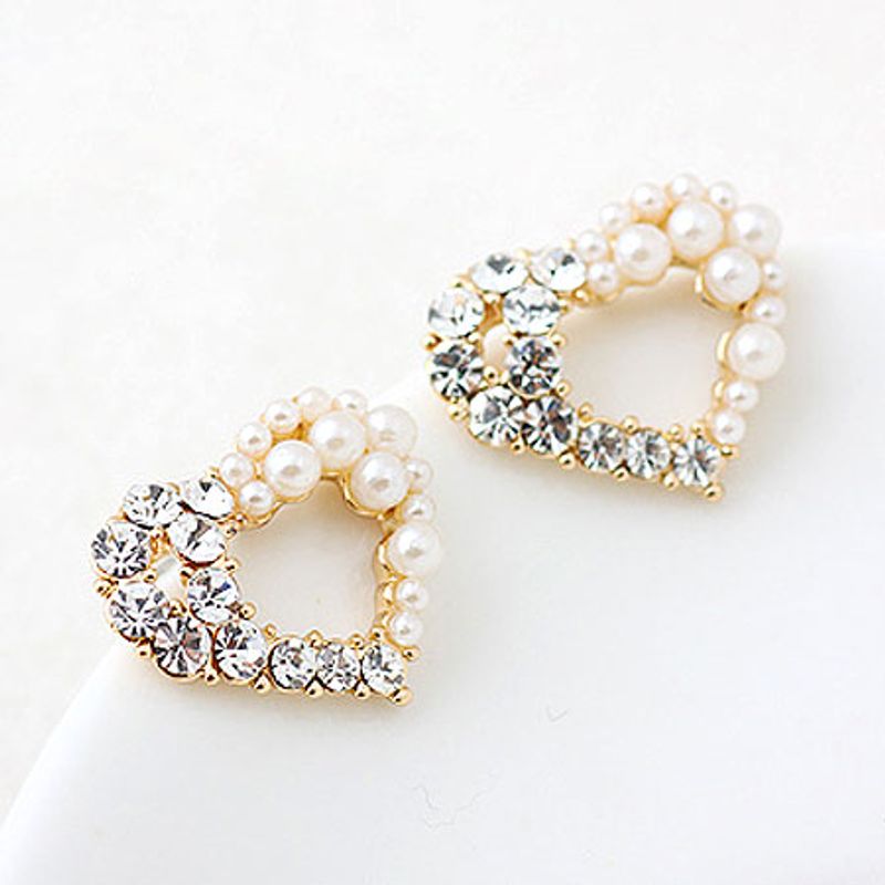 Pendientes De Perlas De Amor De Diamantes De Moda Dulce Coreana