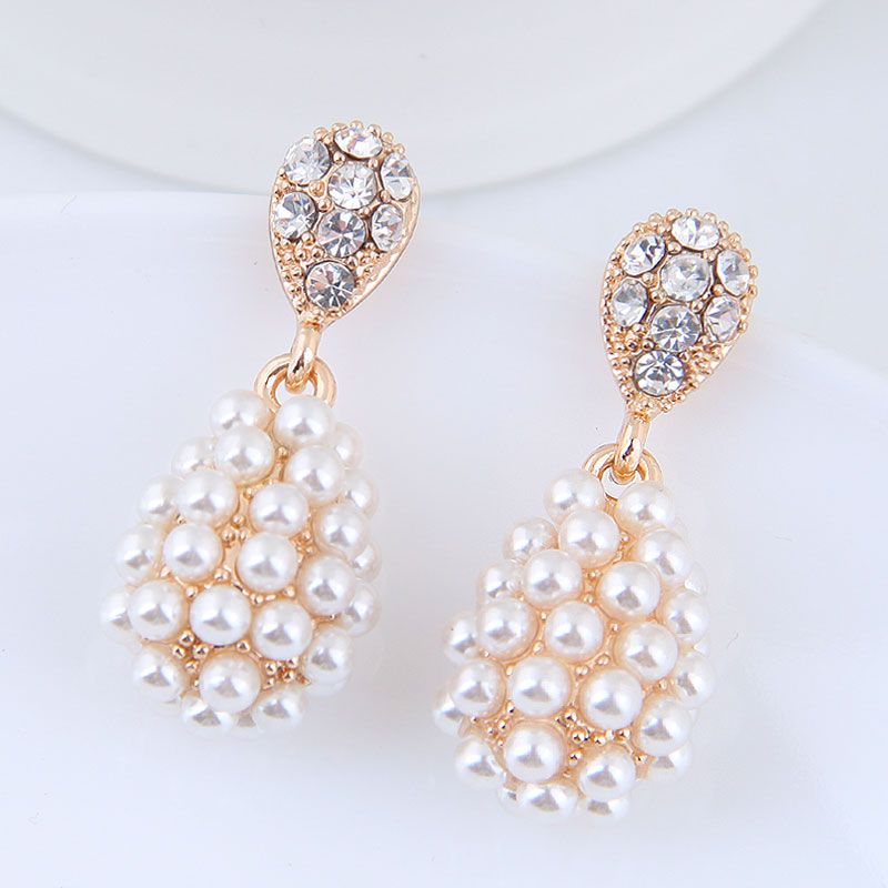 Korean Fashion Sweet Ol Simple Elegant Water Drop Pearl Earrings Wholesale