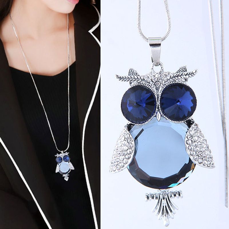 Fashion Metal Owl Gemstone Accessories Tassel Long Money Chain Sweater Chain Wholesale