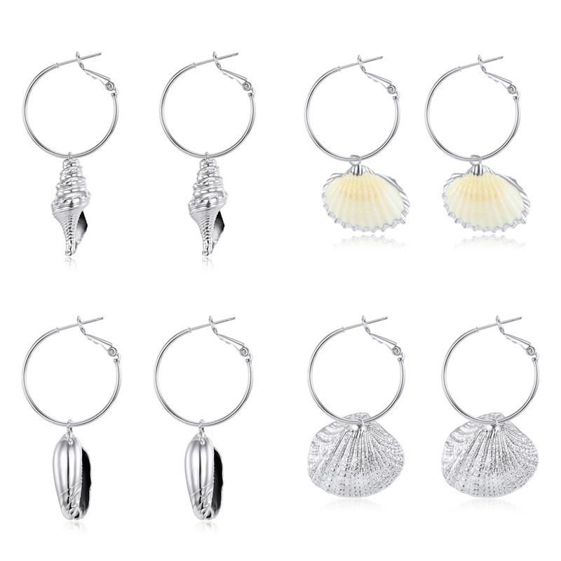New Fashion Natural Shell Earrings Silver Shell Earrings Earrings Wholesale