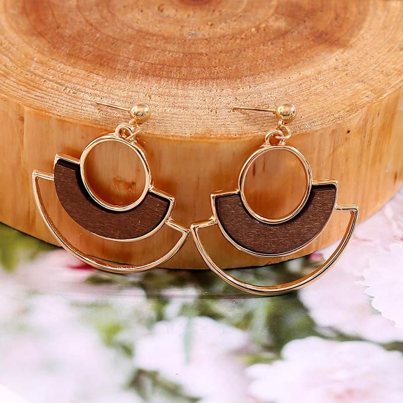 Dongdaemun Holz Legierung Kreative Ohrringe Weibliche Earrings Grenz Überschreitende Europäische Und Amerikanische Geometrische Ohrringe Schmuck