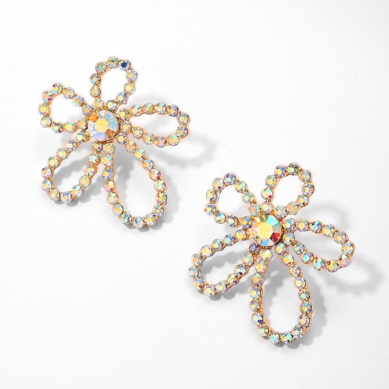 Korean New Style Diamond Earrings 925 Silver Needle Hypoallergenic Flower Pearl Fashion Earrings Wholesale