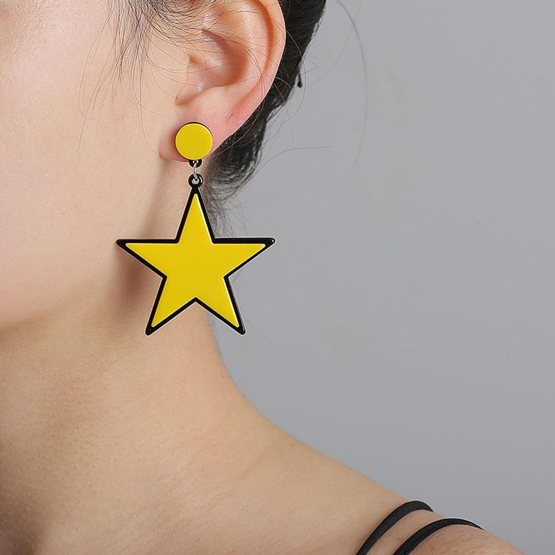 Korean New Fashion Acrylic Pentagram Earrings For Women Wholesale