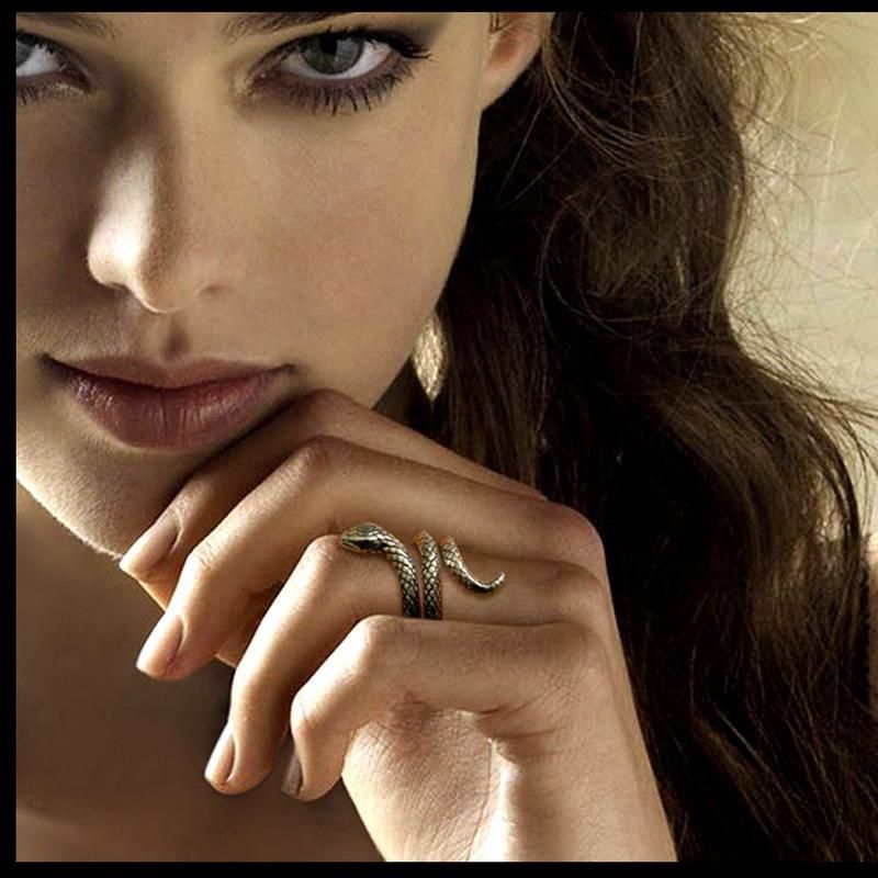 Fashion Irregular Dark Alloy Snake Ring With Jewelry Women