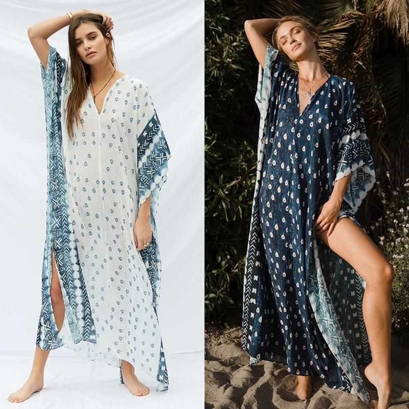 2020 Frühling Und Sommer Naher Osten V-ausschnitt Muslim Robe Kleid Damen Grenz Überschreiten Den Großhandel Strand Urlaub Freizeit Rock