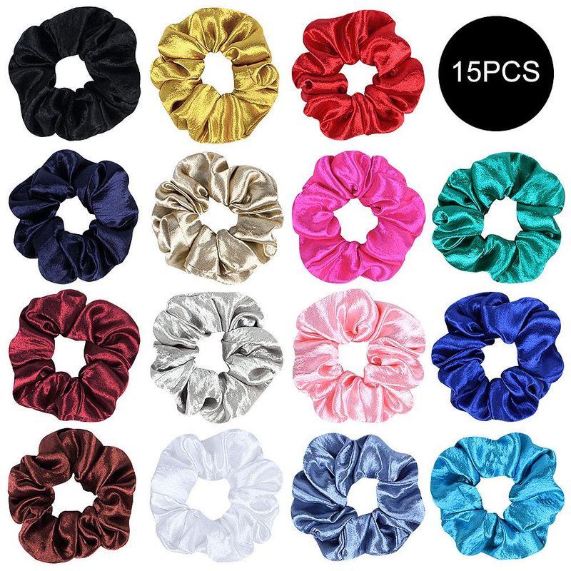 New Fashion Bright Color Satin Fabric Glitter Velvet Cheap Hair Ring Wholesale