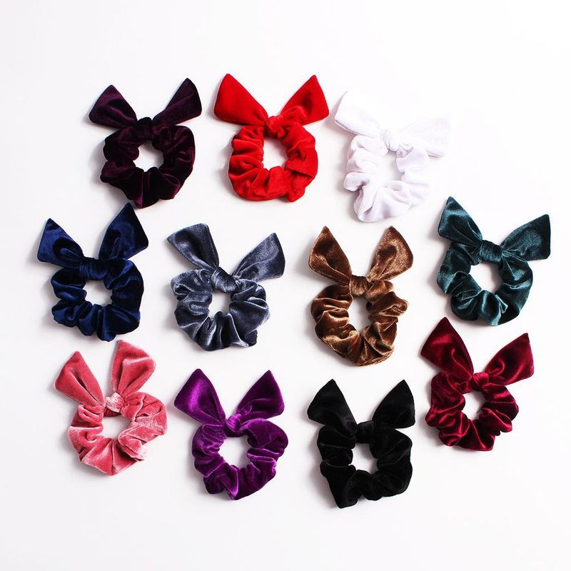New Fashion Pointed Rabbit Ears Velvet Bow Cheap Hair Rope Wholesale