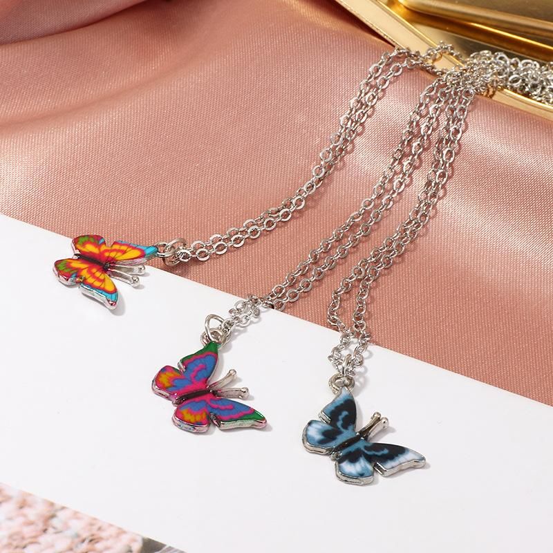 Jewelry Wholesale Fashion Colorful Butterfly Necklace Vintage Butterfly Necklace