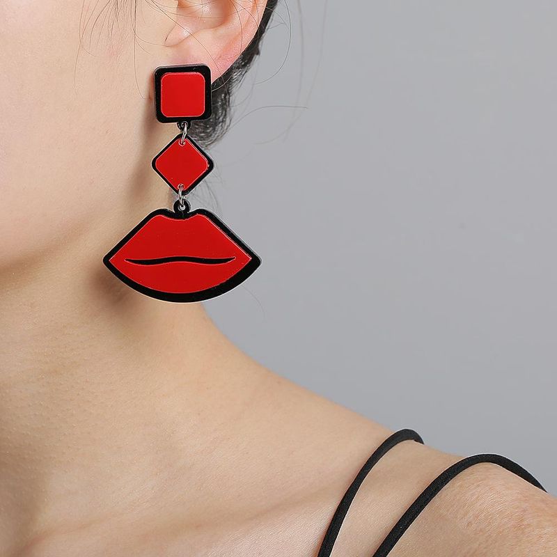 New Fashion Exaggerated Red Lip Earrings Wholesale