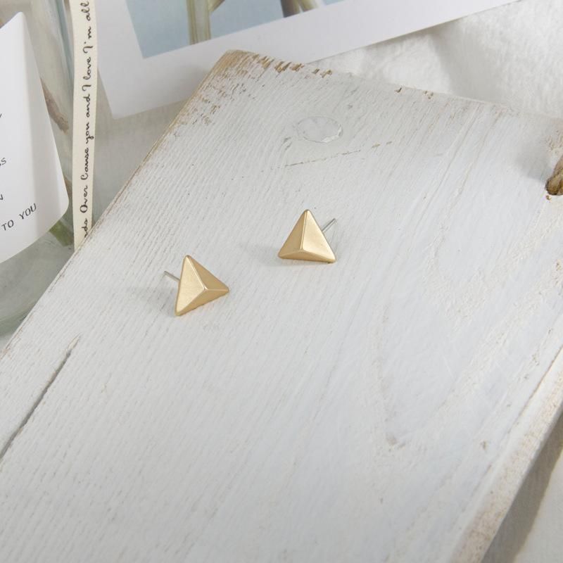 New Jewelry Three-dimensional Triangle Earrings Simple S925 Silver Pin Earrings Women