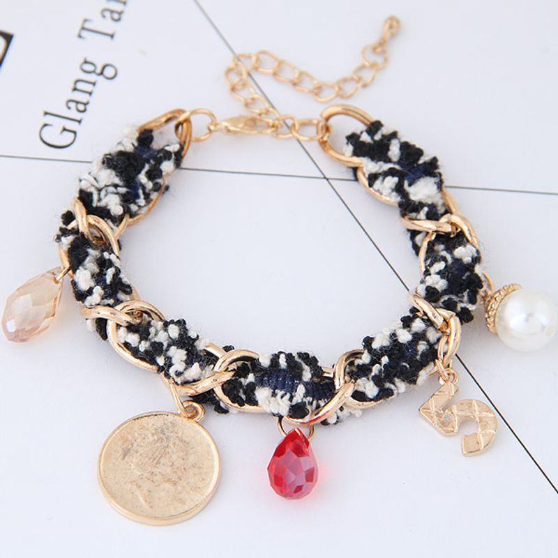 Korean Fashion Wild Lady Multi-element Pendant Cloth Woven Bracelet Wholesale