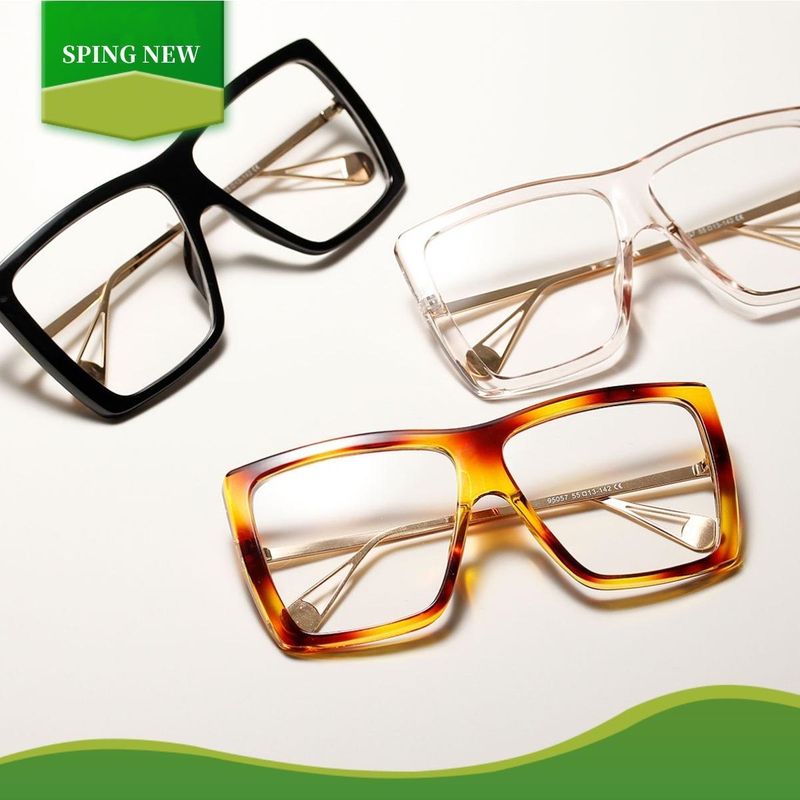 95056 Rahmen Halb Metall Schildpatt Retro Flache Brille Weibliche Modifizierte Gesichtsform Koreanische Version Quadratischer Brillen Rahmen Männlich