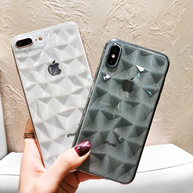 Transparent Diamond Pattern Mobile Phone Case For Iphone 11 Apple Xs Max / 6plus Diamond Tpu Protective Cover