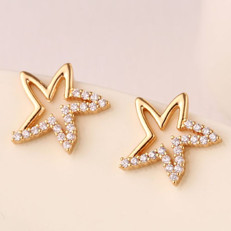 Korean Fashion Sweet Starfish Zircon Stud Earrings For Women Yiwu Jewelry Wholesale