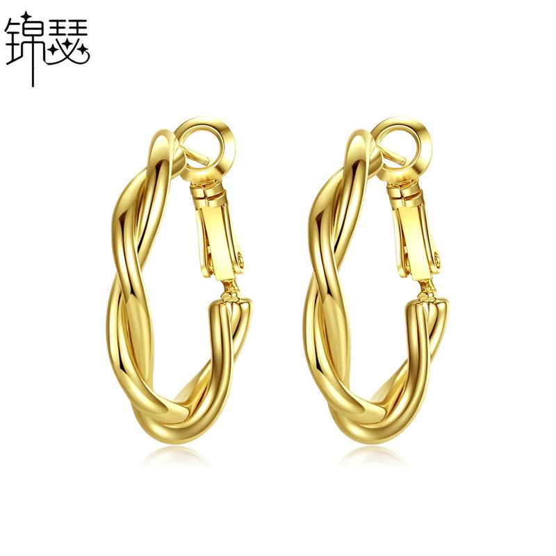 Love Empty Earrings Korean Fashion Simple New Twist Earrings Ladies Copper Earrings