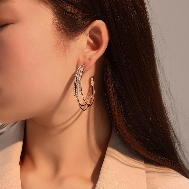 Korean Fashion Wild Earrings Female Design Multilayer Earrings C-type Earrings Wholesale