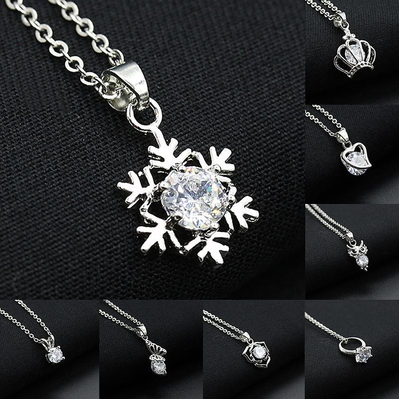 Coréenne Style Nouvelle Vente Chaude Diamant Flocon De Neige Amour Couronne Papillon Aigle Collier Populaire Clavicule Chaîne Dames