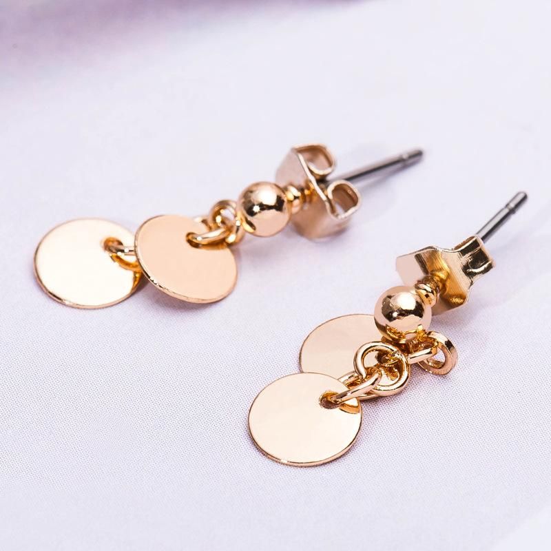 Nouvelle-coréen Simple Petit Rond Tranche Imitation Petite Pièce D'or Boucles D'oreilles Simple Polyvalent Coréenne Tempérament Femelle D'une Seule Pièce Dropshipping