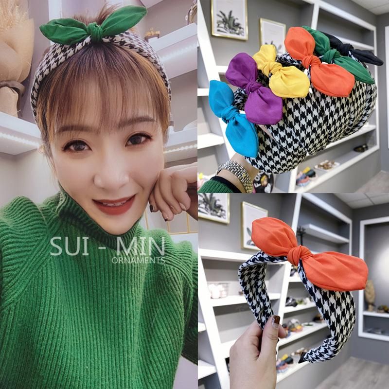 Korean New Simple Hair Accessories Cute Colorful Thin-edged Bow Hair Hoop Wholesale