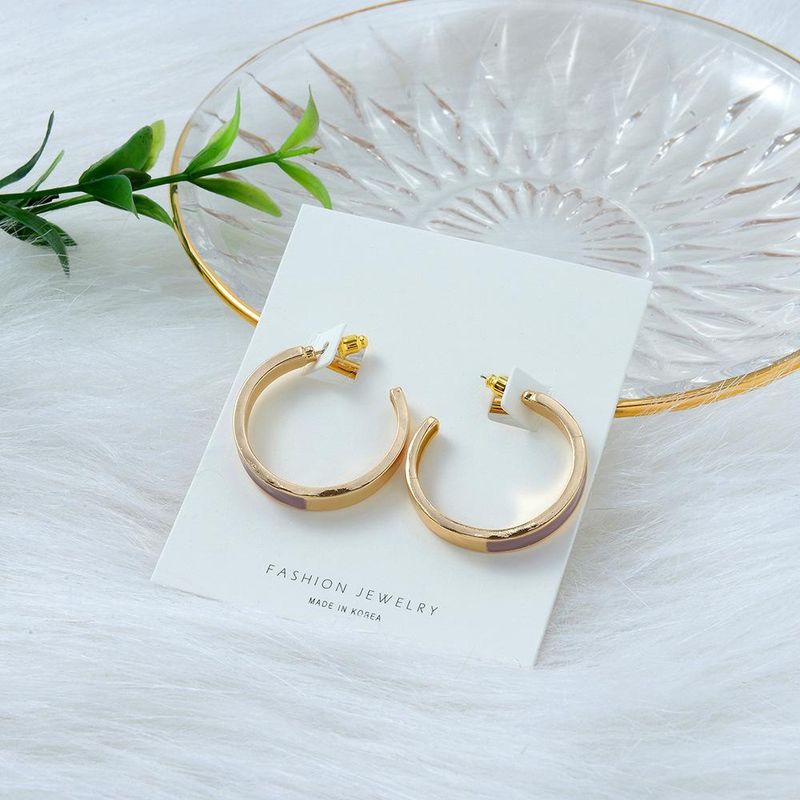 New Popular S925 Silver Pin Earrings Korea Simple Drip Color Matching Fashion C-shaped Stud Earrings