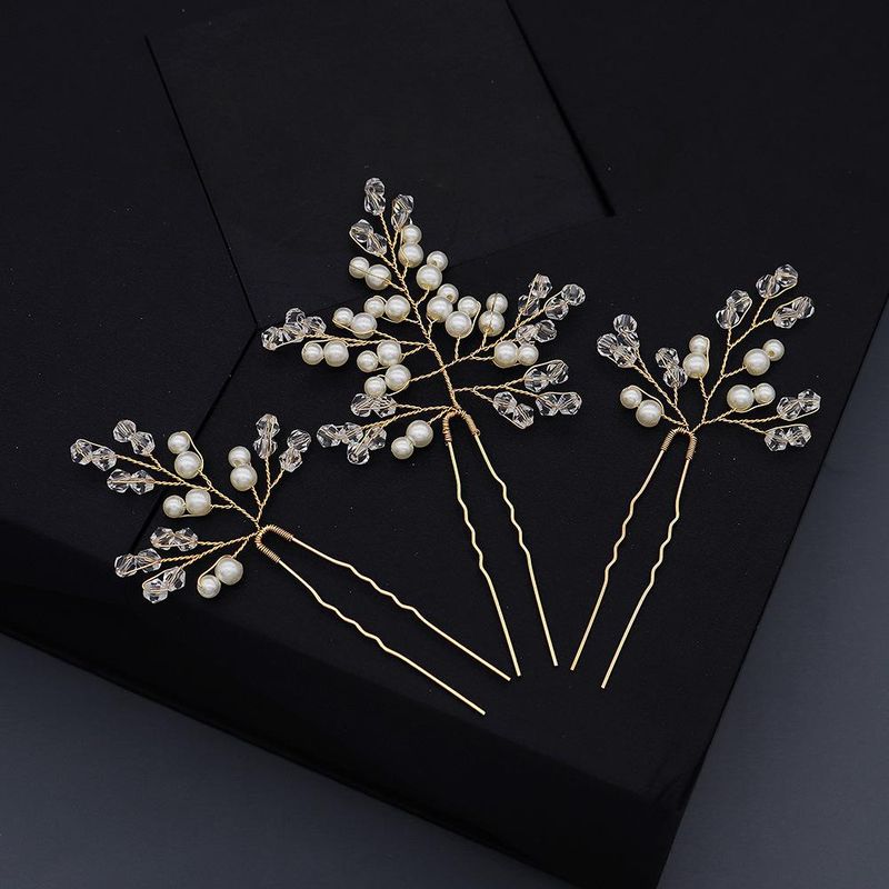 Korean Simple Bridal Jewelry Handmade Pearl U-shaped Wedding Hair Accessories Set