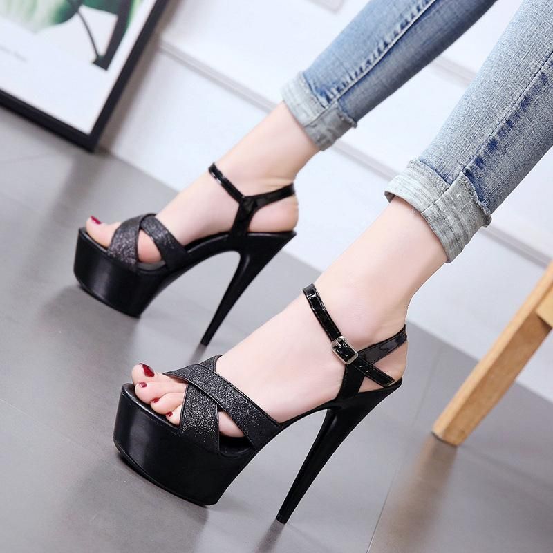Summer New Word With Super High Heel Sandals Sexy Nightclub Women's Shoes