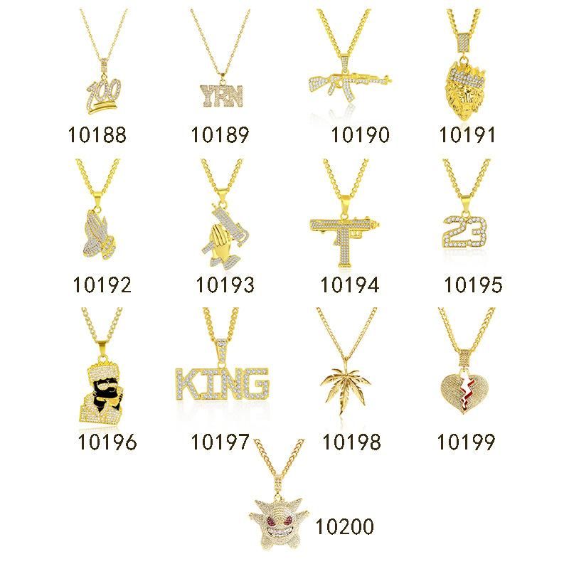 New Necklace Wholesale Fashion Hiphop Big Gold Full Diamond Necklace